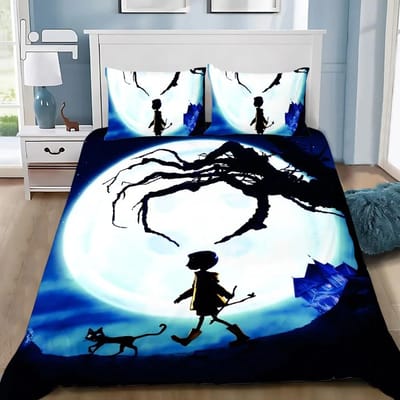 Dekbedovertrek Kussensloop Beddengoedset Horrorfilm C-Coralines Jongen Meisje Slaapkamerdecoratie Kindergeschenk Eenpersoons Tweepersoons Groot Formaat 140x210cm&set