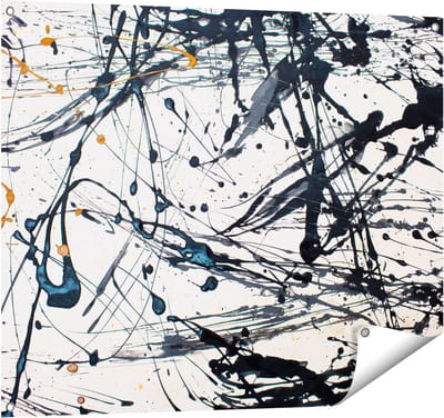 Gards Tuinposter Abstracte Kunst van Zwarte Verf - 100x80 cm - Tuindoek - Tuindecoratie - Wanddecoratie buiten - Tuinschilderij