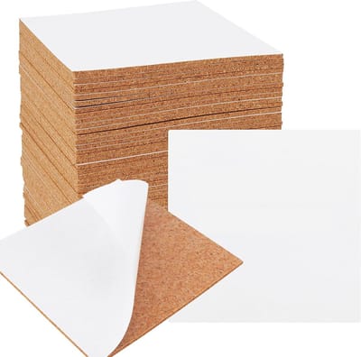JHUBERS- Kurkonderzetters 100 stuks - Zelfklevend - 10x10 cm - Demping - Ondersteuning - Veelzijdig gebruik - Kurktegels