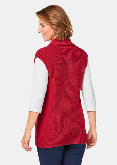 Tijdloos tricot vest met een V-hals - rood - Gr. 21 van Goldner Fashion