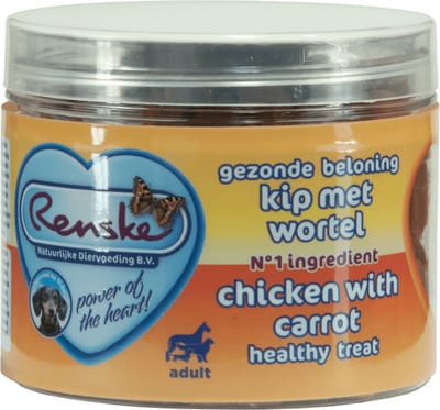 Renske Gezonde Beloning Hartjes - Hondensnack - Kip & Wortel - 100 g