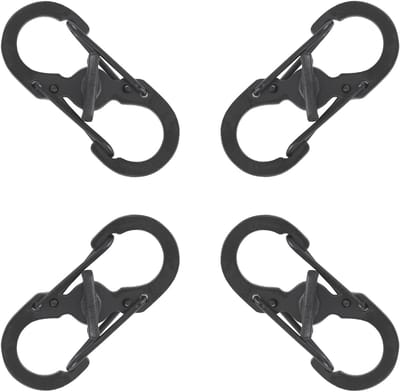 Karabijnhaken, kleine karabijnhaken van roestvrij staal voor outdoor, camping, dubbele karabijnhaak 8-vormig, anti-diefstal metalen gesp ideaal voor rugzakken, sleutelbos, veerbelaste