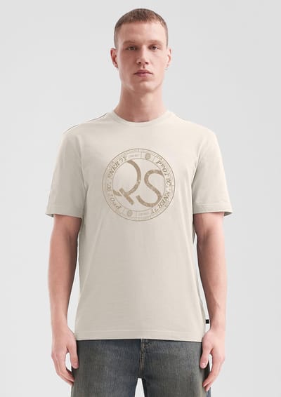 Basis T-shirt met ronde hals met print aan de voorkant QS