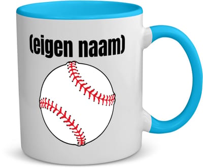 Akyol - honkbal met eigen naam koffiemok - theemok - blauw - Honkbal - atleten - iemand die houdt van honkbal - verjaardag - cadeau - kado - 350 ML inhoud