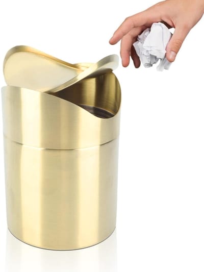Dailygoods- Prullenbak Mini - Roestvrij Staal - Draaideksel - Compact - Vingerafdrukbestendig - Ruimtebesparend - Voor Aanrecht - Afvalbak