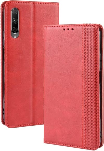 Vintage Book Case - Geschikt voor Huawei P Smart Pro Hoesje - Rood