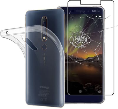 ebestStar - Hoes geschikt voor Nokia Nokia 6 (2018), Back Cover, Beschermhoes anti-luchtbellen hoesje, Transparant + Gehard Glas