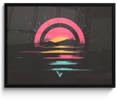 Poster in lijst - Fotolijst 70x50 cm - Posters - Cirkel - Abstract - Roze - Posterlijst zwart - Decoratie - Wanddecoratie woonkamer - Muurdecoratie slaapkamer
