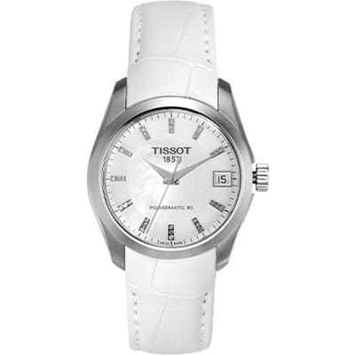 Tissot Kutu Series Automatisch Mechanisch Uurwerk 100 Meter Waterbestendig Horloge Zilveren Wijzerplaat Roestvrijstalen Kast Leren Band T035.207.16.116.00 White Dial gray
