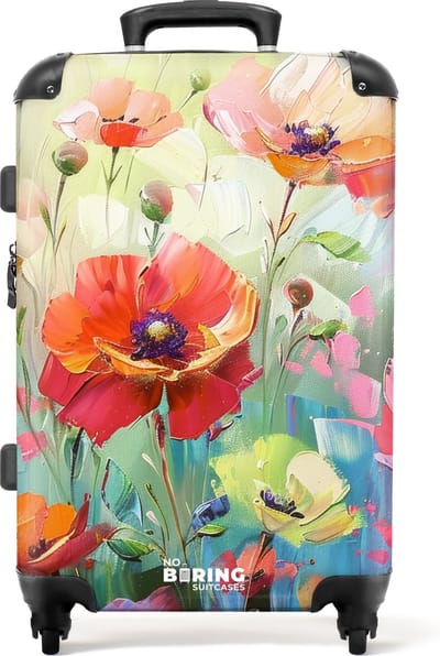 NoBoringSuitcases.com® - Koffer groot - Rolkoffer lichtgewicht - Abstracte bloemen - Reiskoffer met 4 wielen - Grote trolley XL - 20 kg bagage