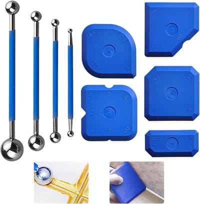 9-delige Kit voor Voegen en Tegels, Inclusief Dubbelzijdige Voegenstempels en Trekker, Herbruikbare Siliconen Voegen Tool voor Badkamer en Keuken Tegels, Ideaal voor Verbouwingen en Onderhoud
