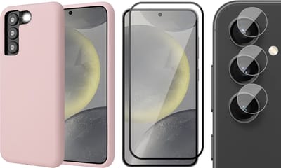 Hoesje geschikt voor Samsung Galaxy S24 - Screenprotector Volledig Dekkend Glas & Camera - Mat Back Case Roze