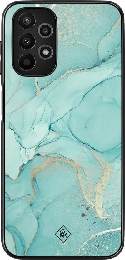 Casimoda® hoesje - Geschikt voor Samsung Galaxy A13 4G - Marmer mint groen - Zwart TPU Backcover - Marmer - Mint