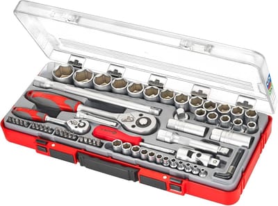 Dopsleutelset - Steek en dopsleutels - Klusserij en reparatie - High-Grip profiel - 67-delig - Chroom