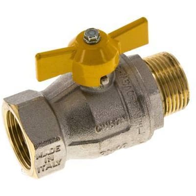 Buiten x Binnendraad R/Rp 1 inch Gas 2-Weg Vlinderhandgreep Messing Kogelkraan - BL2BN-M-GA-MF-NK-100