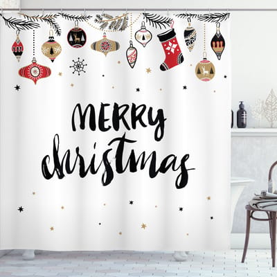 New Bed Kerstmis Moderne woorden Douchegordijn Badkamer Decor Set met Haakjes 180 cm B 200 cm L