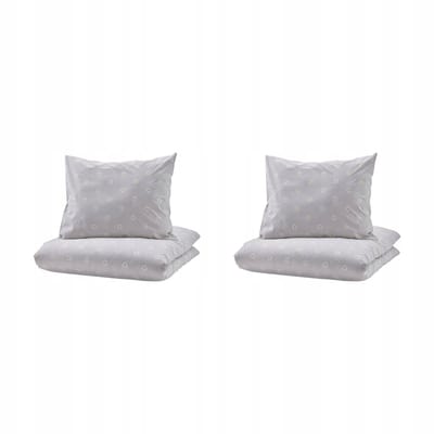 2-delige Dekbedovertrek & Kussensloop Set - Bloemig Grijs/Wit 150x200