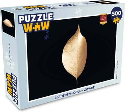 Puzzel Bladeren - Goud - Zwart - Planten - Luxe - Legpuzzel - Puzzel 500 stukjes