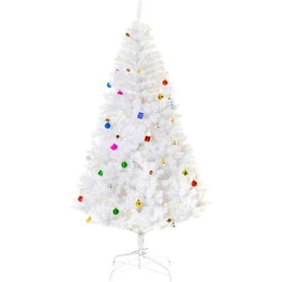 Sapin de Noël artificiel - MUVOE - 180 cm - Blanc enneigé - 930 pointes - Support et décorations inclus blanc