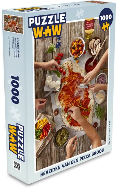 Puzzel Bereiden van een pizza brood - Legpuzzel - Puzzel 1000 stukjes volwassenen