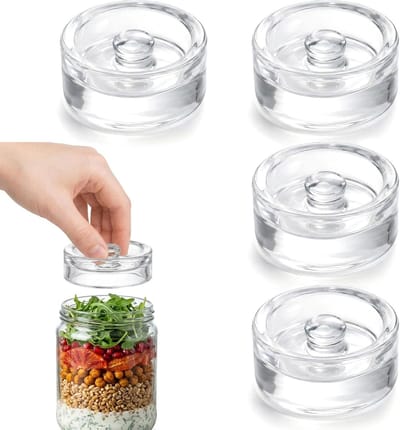 Set van 4 glazen fermentatiewichten Ø 7 cm, 200 g, ideaal voor het fermenteren van zuurkool, komkommers en fruit met comfortabele handvatten voor een veilige grip