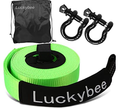 Sleepkabel 5M x 5CM - 8 Ton Off-Road Herstelriem met Versterkte Haken en Opbergtas voor Auto's, SUV's en Vrachtwagens