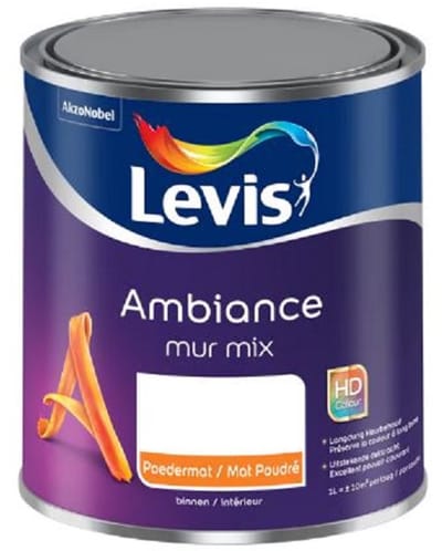 Levis Ambiance Mur Poedermat - Hoog kwalitatieve ultra matte acrylverf - Voor muren, plafonds, houten meubels .... - 1 L - 1370 Leem