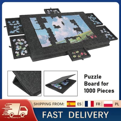Draagbaar puzzeltafelbord van vilt - Opvouwbaar met beugelafdekking - thuiskantoor-organizer met 6 laden voor puzzel en knutselbenodigdheden