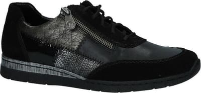 Rieker - N 5320 - Sneaker laag gekleed - Dames - Maat 36 - Zwart;Zwarte - 00 -Schwarz/Schwarz/Schwarz-Silber Samti/Min