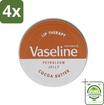 Vaseline - Lip Therapy - Lippenbalsem - Cocoa Butter - 20 g - Voordeelverpakking - 4 stuks - Lippenbalsem - Droge lippen