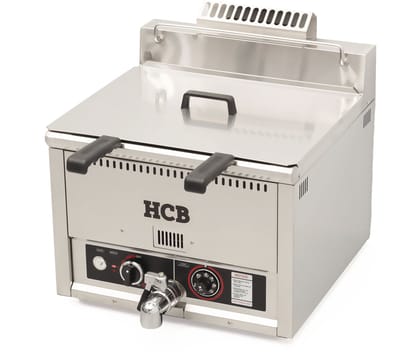 HCB® - Professionele grote Horeca frituurpan - Friteuse - 30 liter - aardgas - RVS / INOX frietketel - frietpannen - frietpan - 58x55x48 cm (DxBxH) - 4400W - 2602