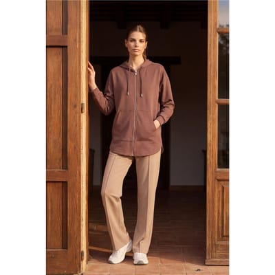 Oversized Hoodie Langsleeve Zip Tuniek Top