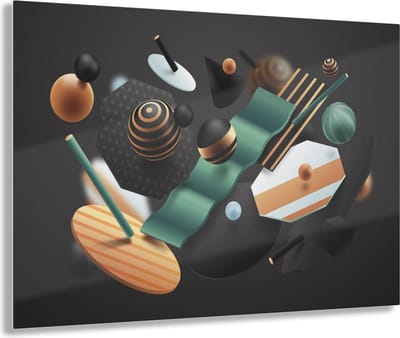 Indoorart - Glasschilderij abstracte 3D vormen 60x40 CM - Afbeelding op plexiglas - Inclusief montagemateriaal