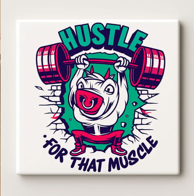 Hustle For That Muscle Gym Art Tegel – 15x15cm Fitness Keramische Wanddecoratie, Bodybuilding Motivation Huisdecoratie