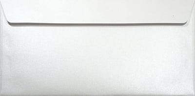 Metallic (parelmoer) witte enveloppen DL - 110 x 220 mm - 25 stuks - HK zelfklevend met plakstrip - 120 gram - Majestic - Netuno