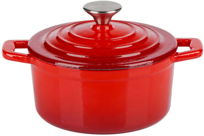 Alpina Gietijzeren Pan 14 cm - Mini Braadpan - Casserole Pan - Ø14 cm - Ovenbestendig - Rood