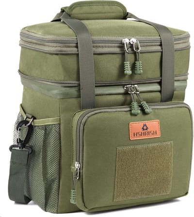 Grote geïsoleerde lunchtas voor heren en volwassenen, waterdicht en lekvrij, duurzaam voor werk en picknick, 16 liter, in legergroen