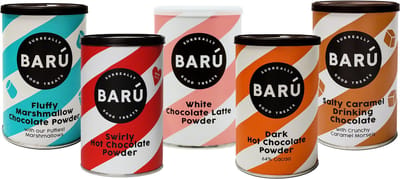 BARÚ Hot Chocolate Bundle - Fluffy, Dark Hot, Salty, White & Swirly, 5 x 250g - 60 porties