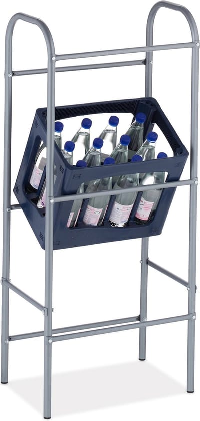krattenrek - staal - 116 x 50 x 32 cm - opbergrek voor 3 kratten - grijs