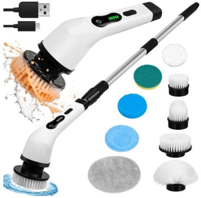 MOZY® - Elektrische Schoonmaakborstel - 9 Opzetstukken - 2 Standen - Verstelbaar - Badkamerborstel - Schoonmaken - Schrobborstel - Reinigingsborstel