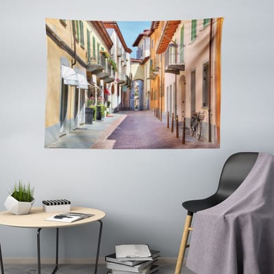 ABAKUHAUS City Wandtapijt, Alba City Italy Street, Woonkamer Slaapkamer Wanddoek Zijdezacht Satijn Tapijt, 200 x 150 cm, Meerkleurig