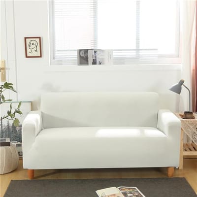 Housse de canapé unie, élastique, housse de canapé serrée, housse de canapé sectionnelle tout compris, housses pour meubles 1/2/3/4 places 3-Seat 190-230cm blanc