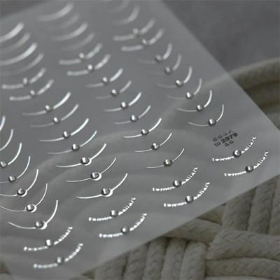 1 stks 5D Steentjes Japanse Retro Wave Nail Art Stickers Goud Zilver Zelfklevende Transfer Nail Decoraties Slider Decals DIY zilver