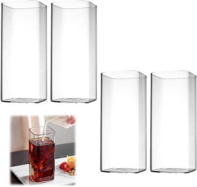 Dailygoody - Transparante Drinkglazen - Longdrinkglazen Set van 4 - Elegante Waterglazen - Doorzichtig - Voor Drankjes - Geschikt voor Feestjes