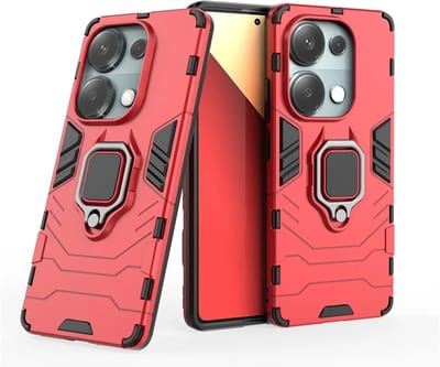 MobyDefend Hoesje - Geschikt voor Xiaomi Redmi Note 13 Pro 4G - Dubbelgelaagde Pantsercase Met Standaard - Rood