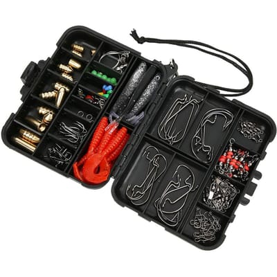 138 stuks Vis Lokaas Haken Koperkleurige Loodjes Gewichten Zachte Lures Visgerei Accessoires Kit black