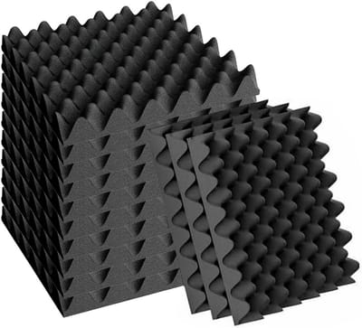Akoestische schuimplaten, 12 stuks, geluidsisolatie van brand- en vlamvertragend materiaal met hoge dichtheid, 3D geluidsisolatiemat met hoge dichtheid voor opnameruimtes en kantoren (30 x 30 x