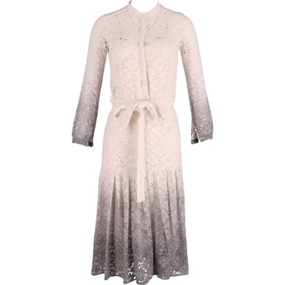 Burberry Prorsum Degrade Kanten Jurk in Ombre Wit/Grijs Triacetaat