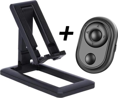 Telefoonstandaard met Bluetooth remote - Zwart - TikTok Remote - Telefoonhouder - Schoencadeautjes sinterklaas