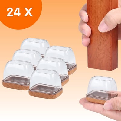 FLOOQ Premium Stoelpootdoppen Flexibel Rechthoekig 30 x 15mm - Anti-Kras Vilt - Stoelpoot beschermers - Vloerbescherming - 24 Stuks – Friso